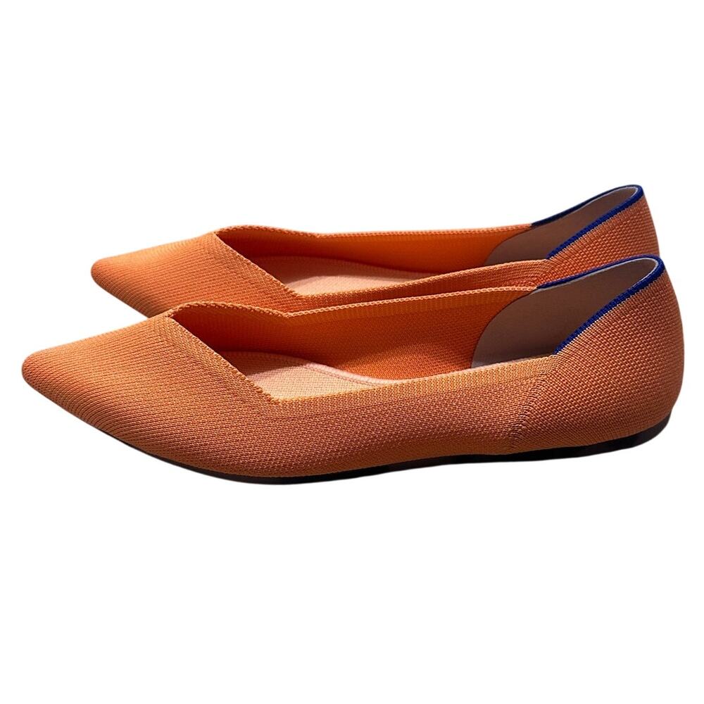 Rothy’s The Point Flats Vibrant Orange Persimmon Balletcore Comfort Minimalist 9 - Picture 5 of 7
